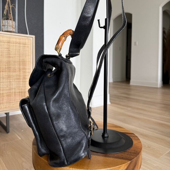 Gucci Bamboo Handle Black Leather Backpack main image 10